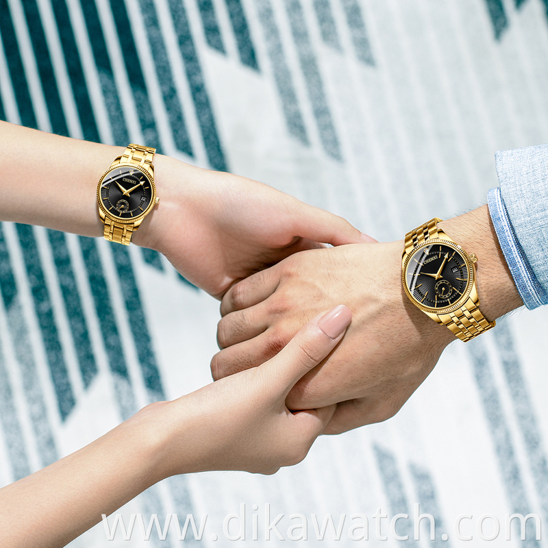 Hot 069 CHENXI All Gold Couple Watch Fashion Simple And Beautiful Calendar Quartz Watch